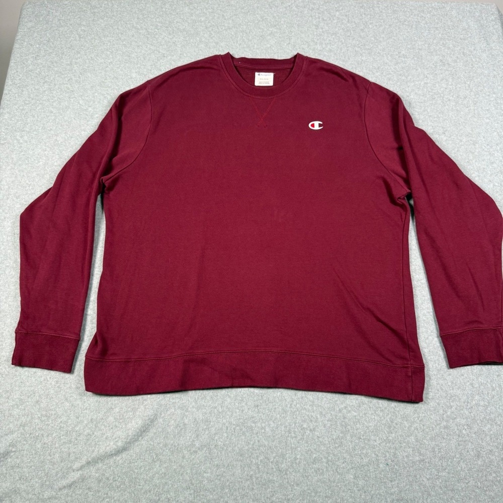 Champion Mens XXL Crewneck Sweatshirt Maroon Burgundy Fleece Pullover Fall Cozy